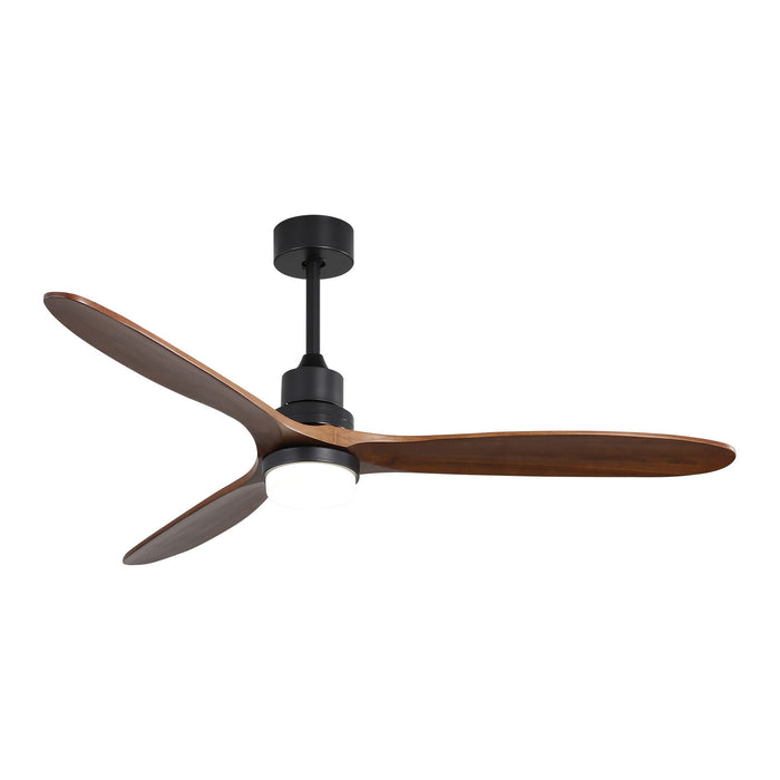 Ceiling Fan With Lights 3 Solid Wood Fan Blade Noiseless Reversible Motor Remote Control - Black