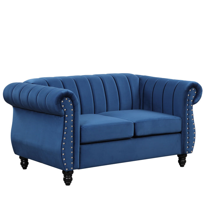 Modern Sofa Dutch Fluff Upholstered Sofa With Solid Legs, Buttoned Tufted Backrest