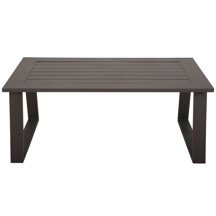 Colorado - Outdoor Patio Furniture - Brown Cast Aluminum Modern Rectangular Coffee Table - Brown