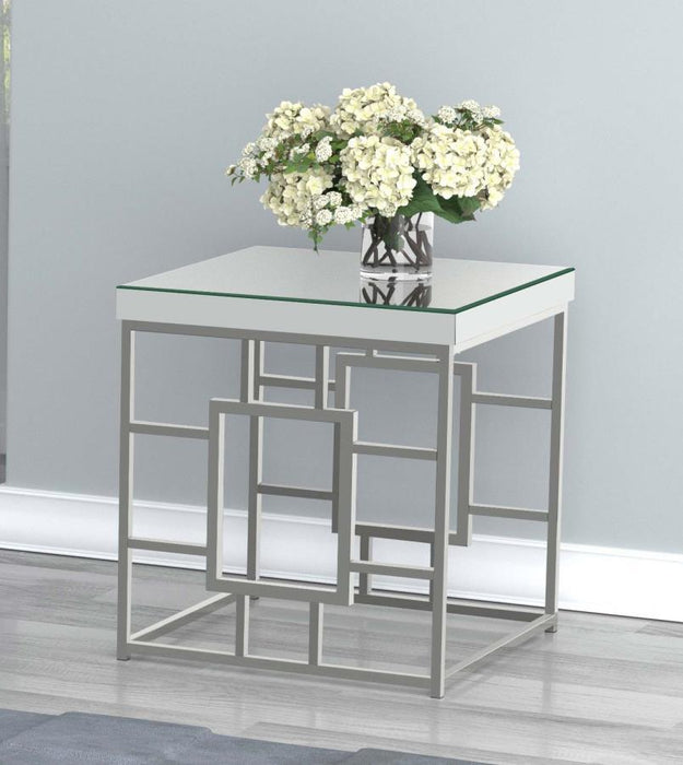 Dafina - Square Mirrored Top Side End Table - Chrome