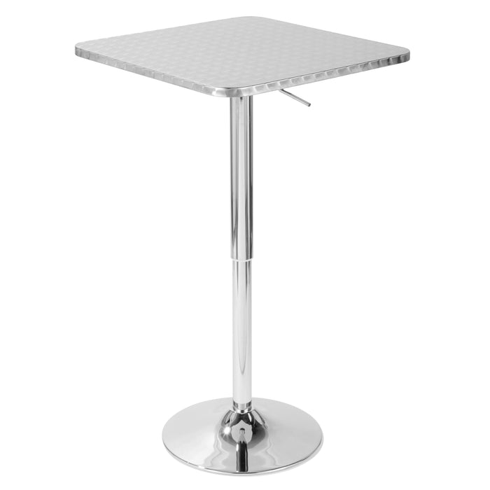 Bistro - Contemporary Adjustable Square Bar Table - Silver