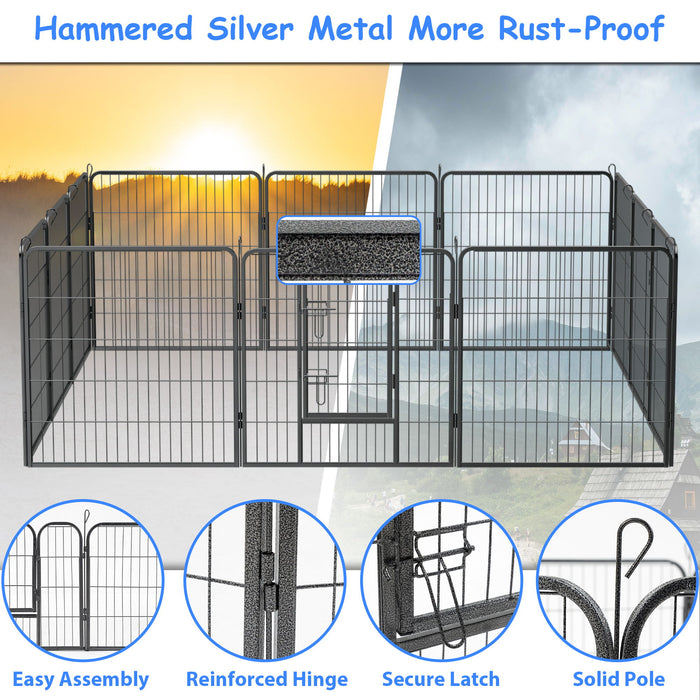 Dog Pens Outdoor Height Foldable Panels Heavy Duty Metal Portable Dog Playpen Indoor Anti Rust Exercise Dog Fence With Doors For Pets Play Pen For RV Camping Yard