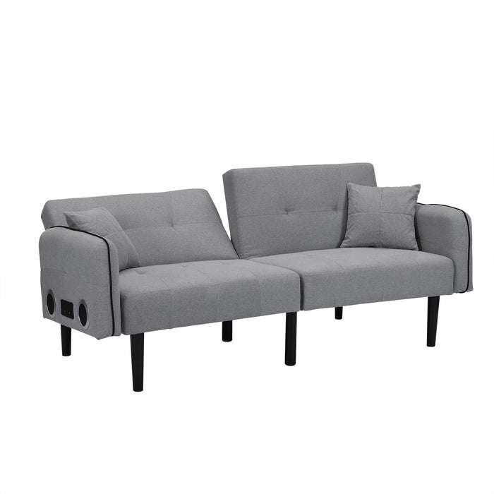 Folding Ottoman Sofa Bed With Stereo - Gray Fabric