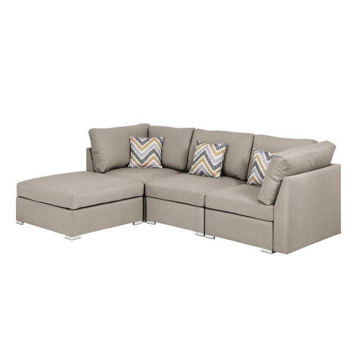 Amira - Fabric Sofa With Ottoman And Pillows