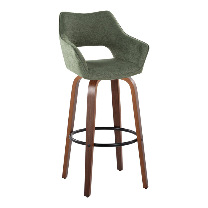 Mustang - Contemporary Fixed Height Barstool With Swivel & Round Footrest (Set of 2)