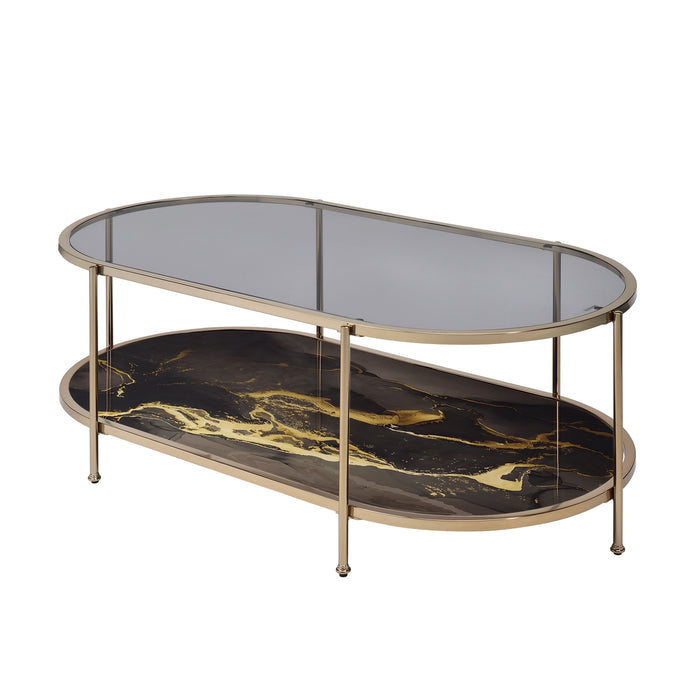 Fiorella - Marble Print Glass Table