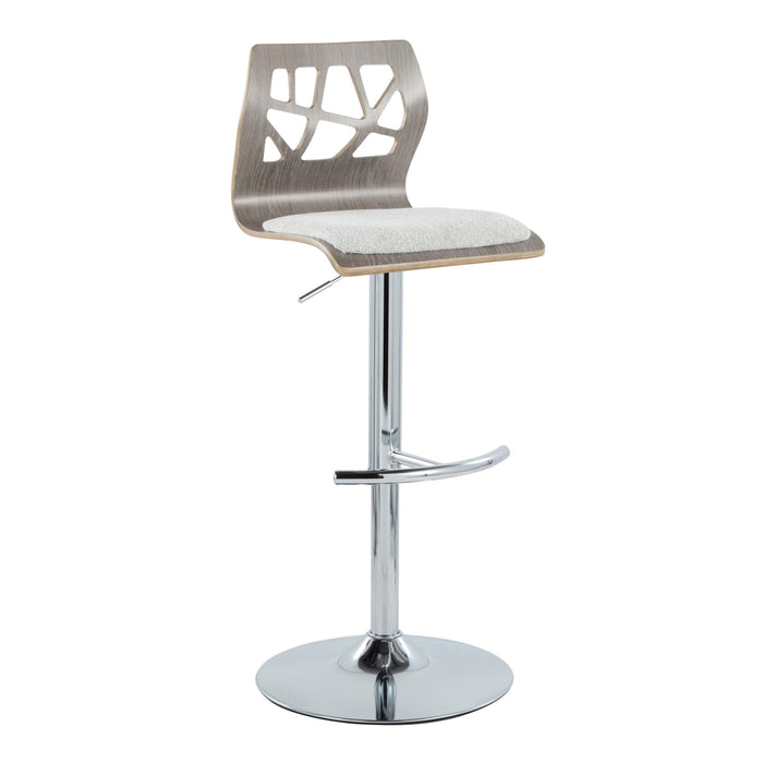 Folia - Contemporary Adjustable Barstool With Swivel With Rounded T Footrest (Set of 2)