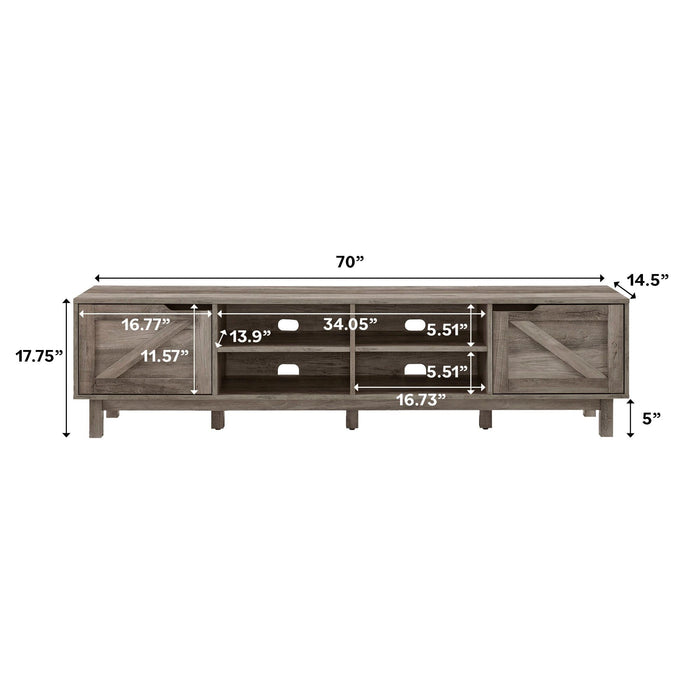 Rustic Barndoor Open-Storage TV Stand For TVs Up To 80"