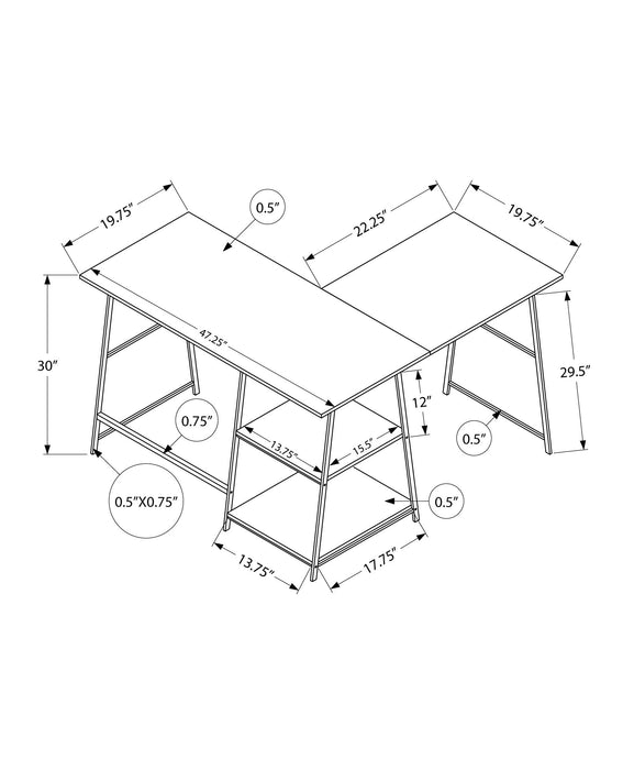 Computer Desk, Home Office, Corner, Storage Shelves, L Shape, Work, Laptop, Contemporary, Modern - Brown