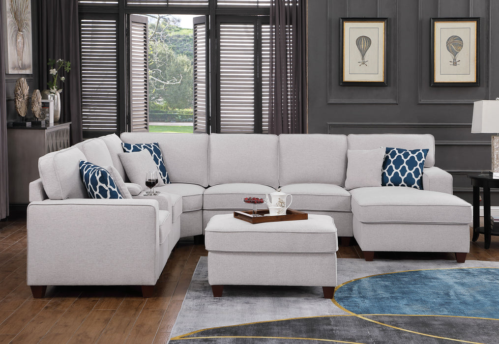 Tina - 8 Piece Upholstered Sectional With Ottoman