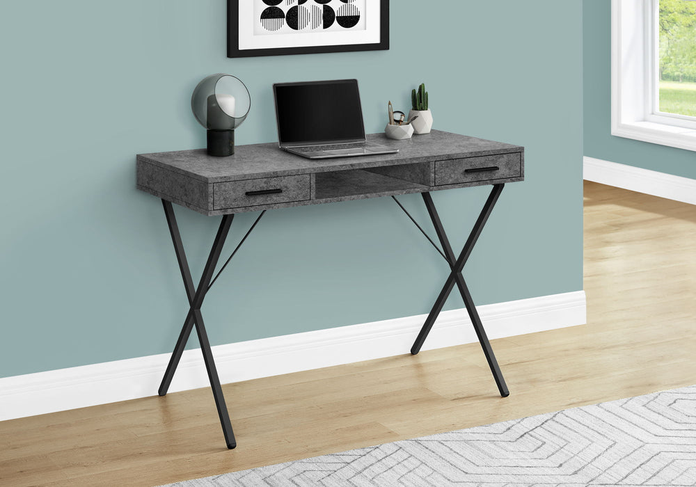 Computer Desk, Home Office, Laptop, Left Right Set-Up, Storage Drawers, Work, Contemporary, Modern - Gray