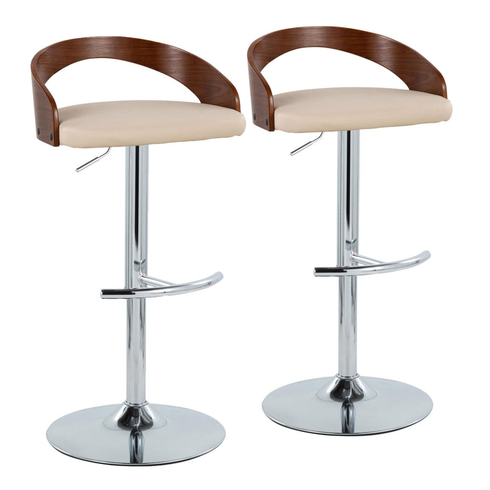 Grotto - Contemporary Adjustable Barstool & Swivel With Rounded T Footrest (Set of 2)