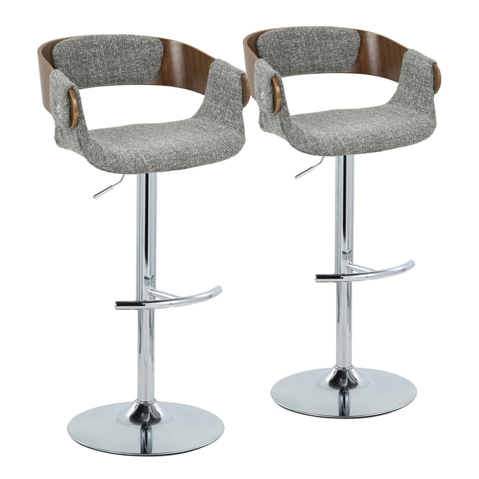 Elisa - Mid Century Modern Adjustable Barstool With Swivel With Rounded T Footrest (Set of 2)