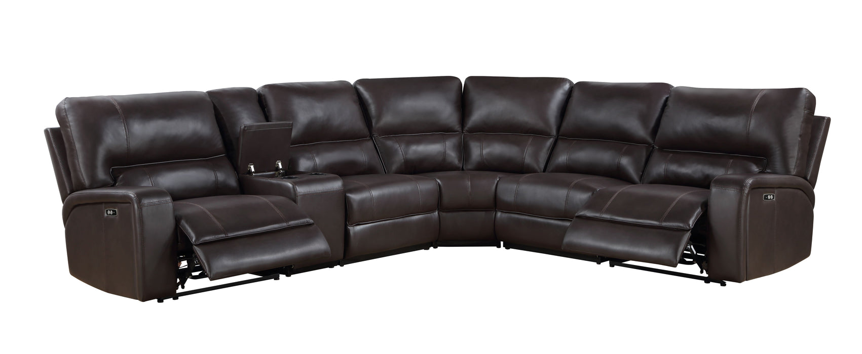 Saul - Power Recliner Sectional Sofa With USB Port Cupholder Console