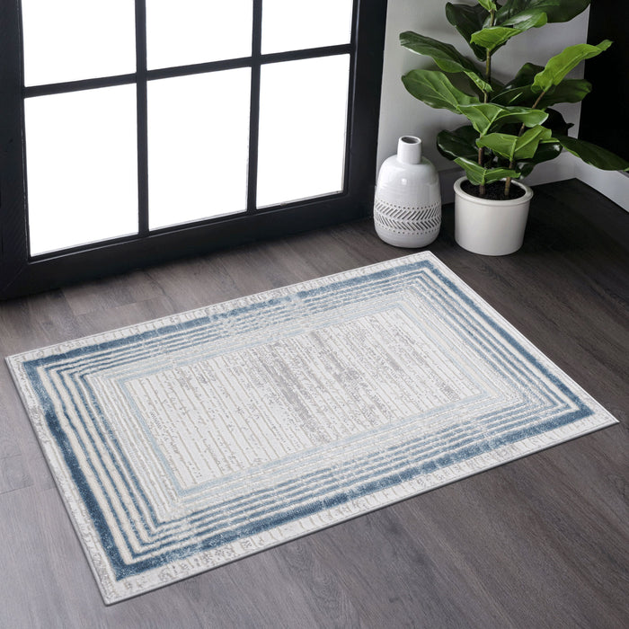 Marfi - Bordered Non-Shedding Living Room Bedroom Dining Home Office Stylish And Stain Resistant Area Rug