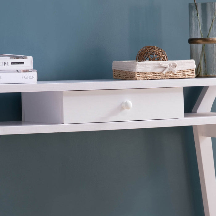 Modern Console With One Drawer - White