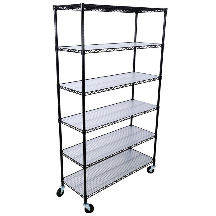 6 Tier 6000Lbs Capacity Nsf Metal Shelf Wire Shelving Unit, Heavy Duty Adjustable Storage Rack With Wheels & Shelf Liners For Commercial Grade Utility Steel Storage Rack