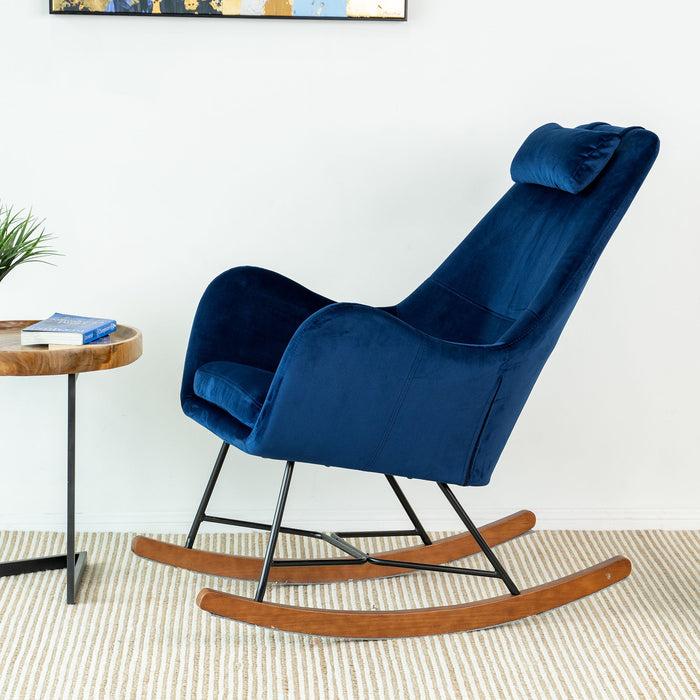 Chelsea - Velvet Rocking Chair - Blue