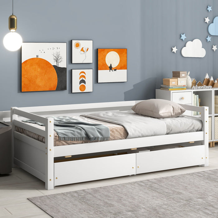 Daybed With Two Storage Drawers - White