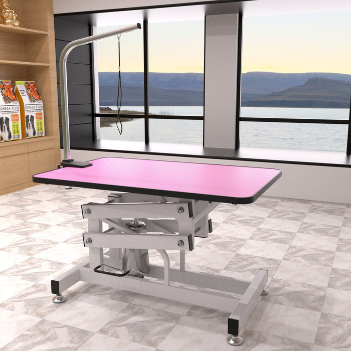 Hydraulic Pet Grooming Table - Pink