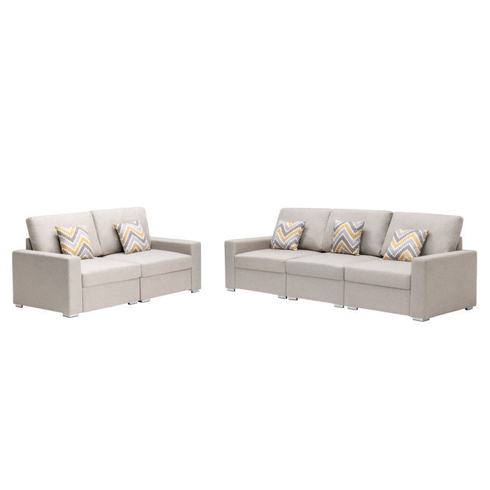 Nolan - Linen Fabric Sofa And Loveseat Living Room With Pillows And Interchangeable Legs