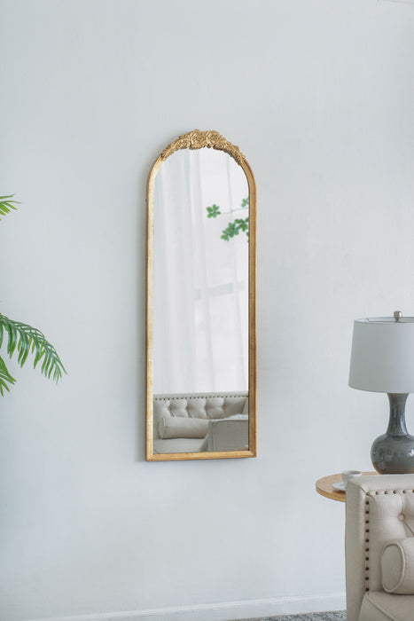 Wood Floor Mirror, Full Body Mirror Dressing Make Up Mirror For Bathroom Bedroom Living Room - Gold