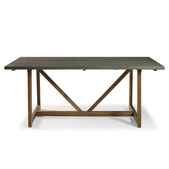 Modern Farmhouse Solid Wood V Frame Trestle Dining Table - Gray / Brown