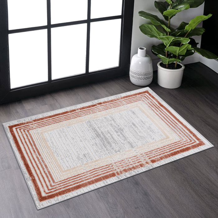 Marfi - Bordered Non-Shedding Living Room Bedroom Dining Home Office Stylish And Stain Resistant Area Rug