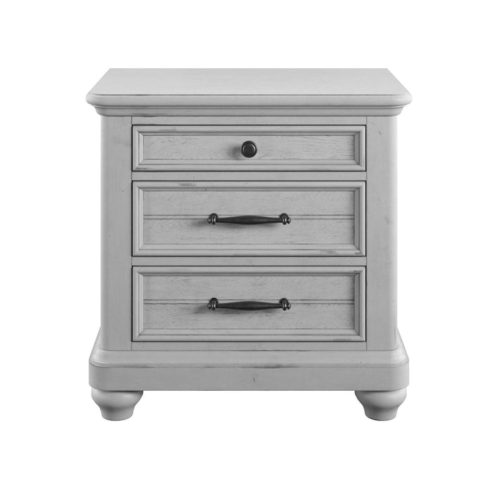 Mariano - 3 Drawer Nightstand With USB - Gray