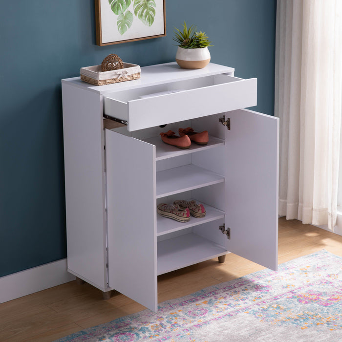 4-Tier Entryway Storage Cabinet, Shoe Cabinet - White & Dark Taupe