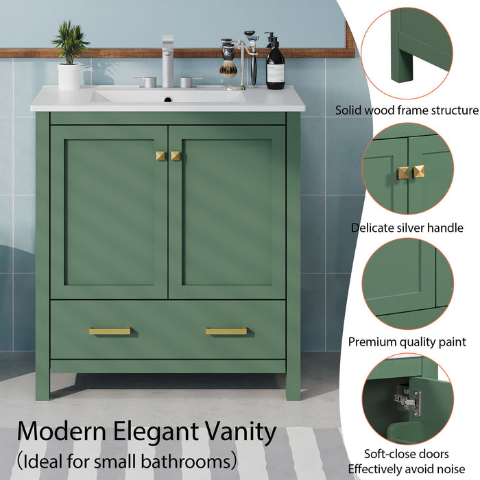 Bathroom Vanity With Single Sink, Combo Cabinet Undermount Sink, Bathroom Storage Cabinet With 2 Doors And A Drawer, Soft Closing, Multifunctional Storage, Solid Wood Frame