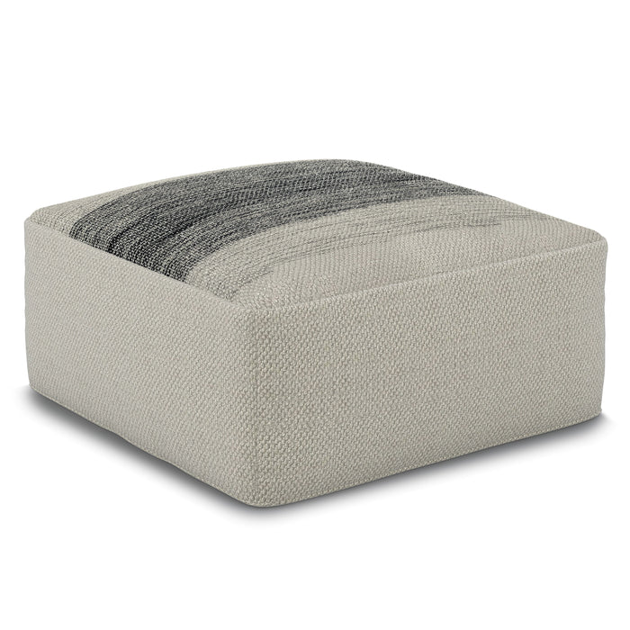 Sabella - Square Woven Outdoor / Indoor Pouf - Grey / White