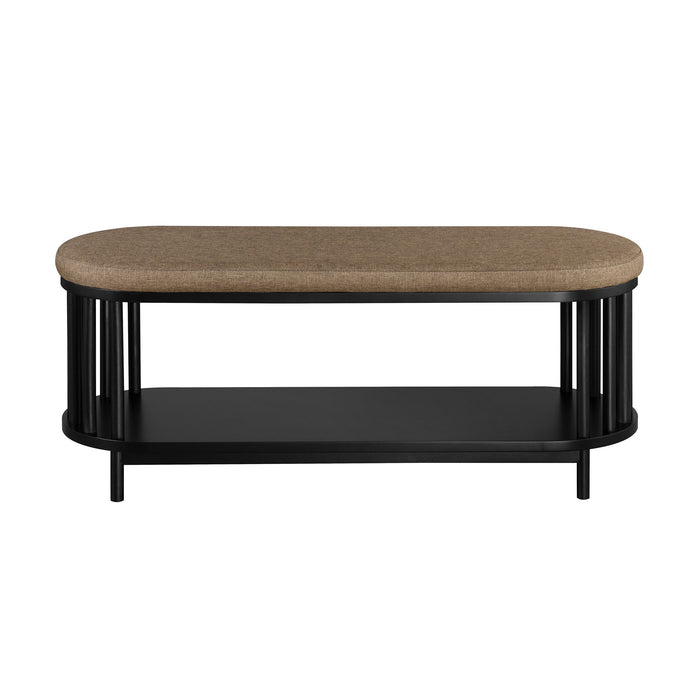 Scandi - Upholstered Top Storage Bench With Lower Shelf - Black