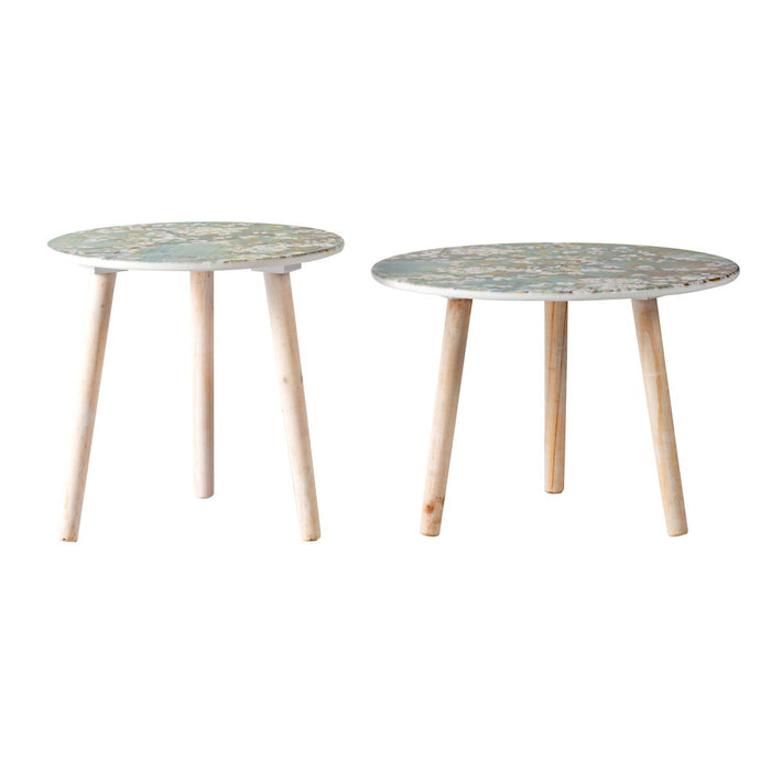 Side Tables (Set of 2) - White / Blue