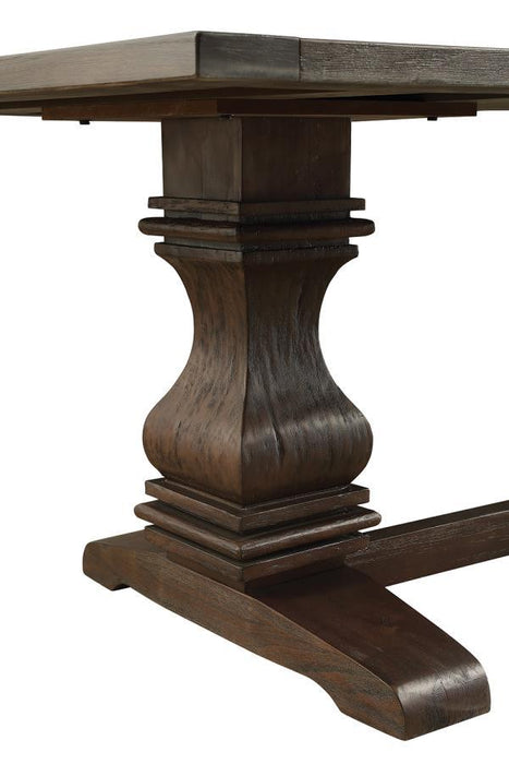 Parkins - Mesa de Comedor Doble Pedestal Rústica - Marrón