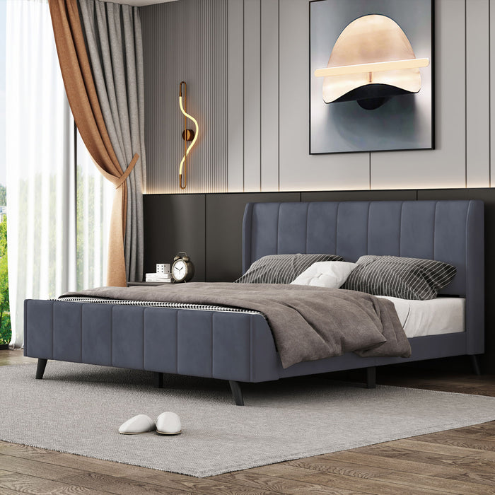 Upholstered Platform Bed, Velvet