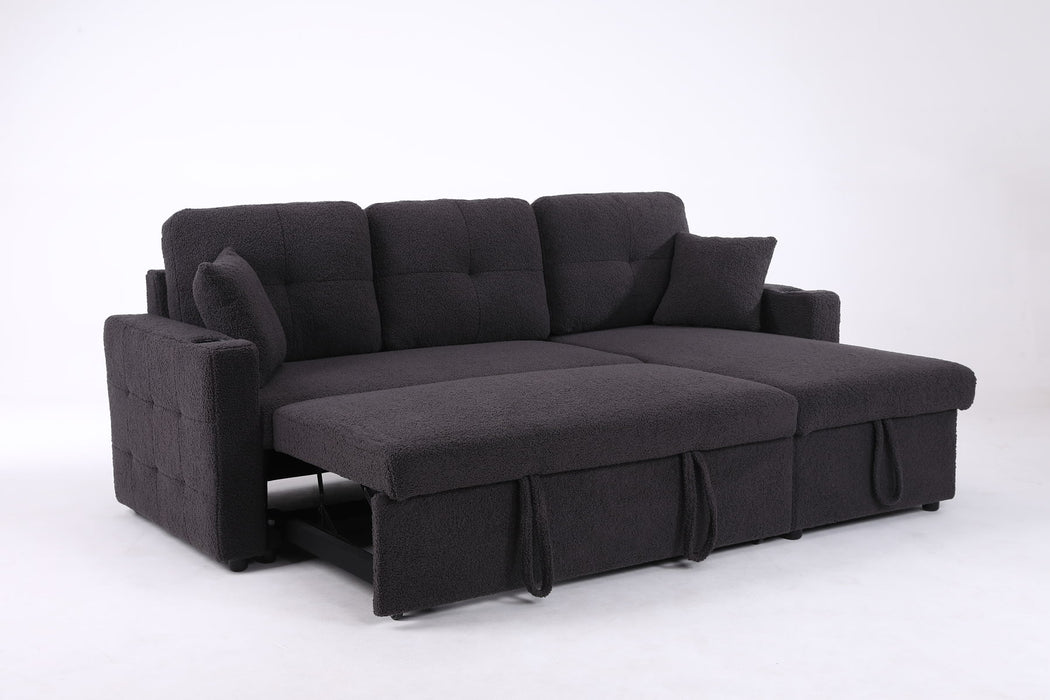 Lambswool - Pull Out Sleeper Sectional Sofa With Storage Chaise