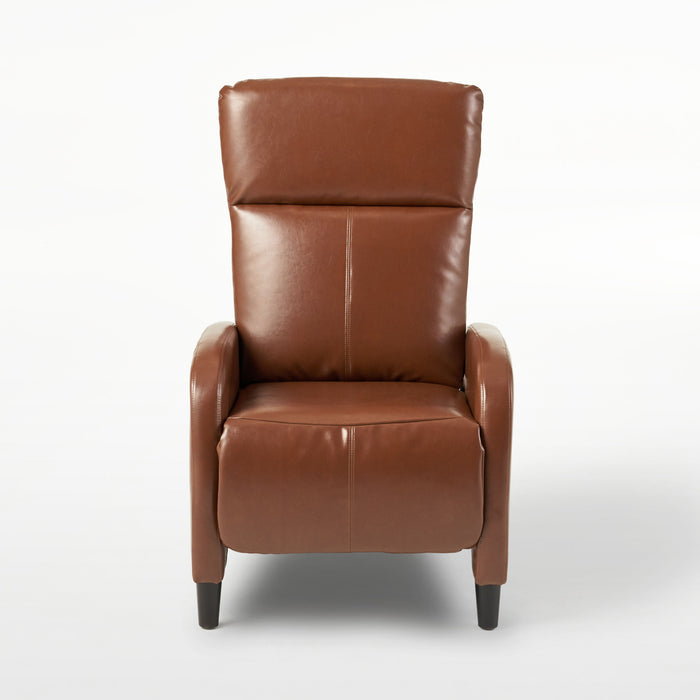 Wide Faux Leather Push Back Standard Recliner - Hazelnut