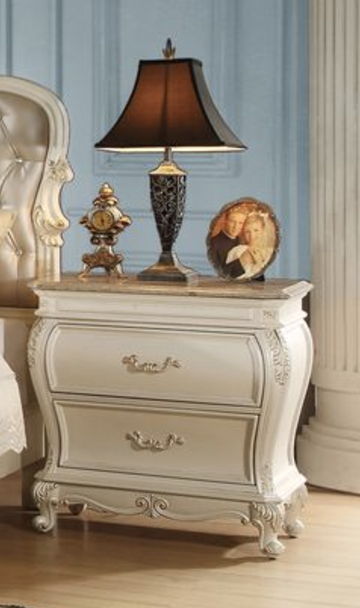 Chantelle - Nightstand With Granite Top - White