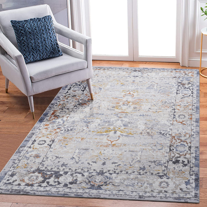 Payas - 5' x 7' Traditional Non-Shedding Living Room Bedroom Dining Home Office Stylish And Stain Resistant Area Rug - Ivory / Gray