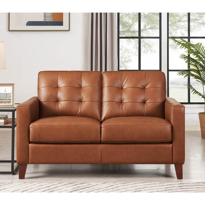 Aiden - Leather Loveseat - Brown