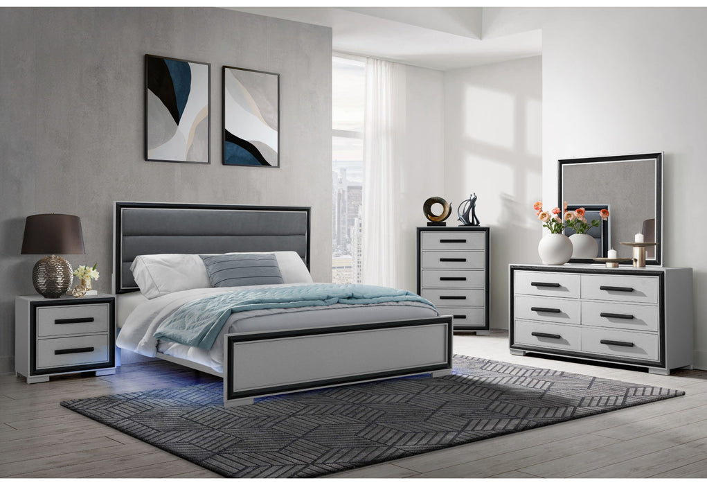 Adelaide - King Bed With LED - Gray / Black