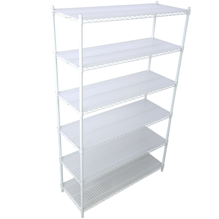 20" 6 Tier 6000Lbs Capacity Nsf Metal Shelf Wire Shelving Unit, Heavy Duty Adjustable Storage Rack With Wheels & Shelf Liners For Commercial Grade Utility Steel Storage Rack - White