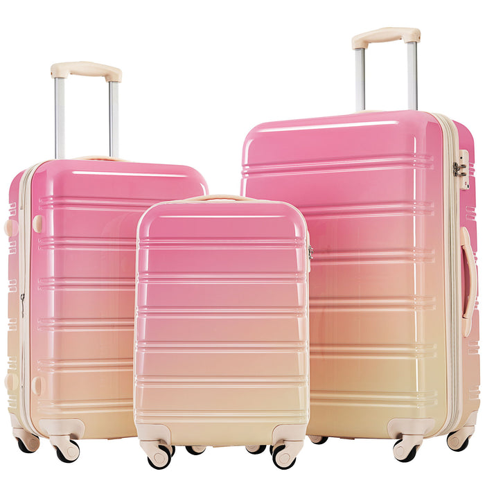 Hardshell Luggage Sets 3 Piece Gradient Color Expandable Suitcase With Spinner Wheels And Tsa Lock Lightweight 20" 24" 28" Available