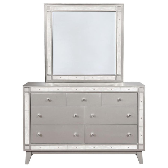 Leighton - 7-Drawer Dresser With Mirror - Metallic Mercury