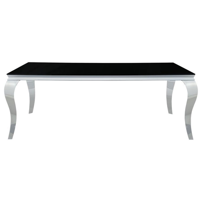 Carone - Mesa de comedor rectangular con tablero de cristal