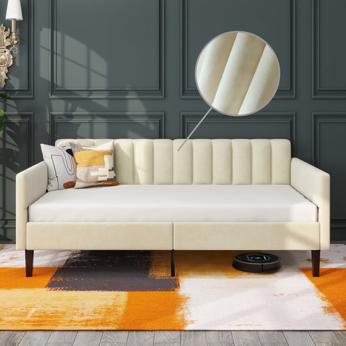 Elena - Upholstered Daybed, Ribbed Tufted Backrest