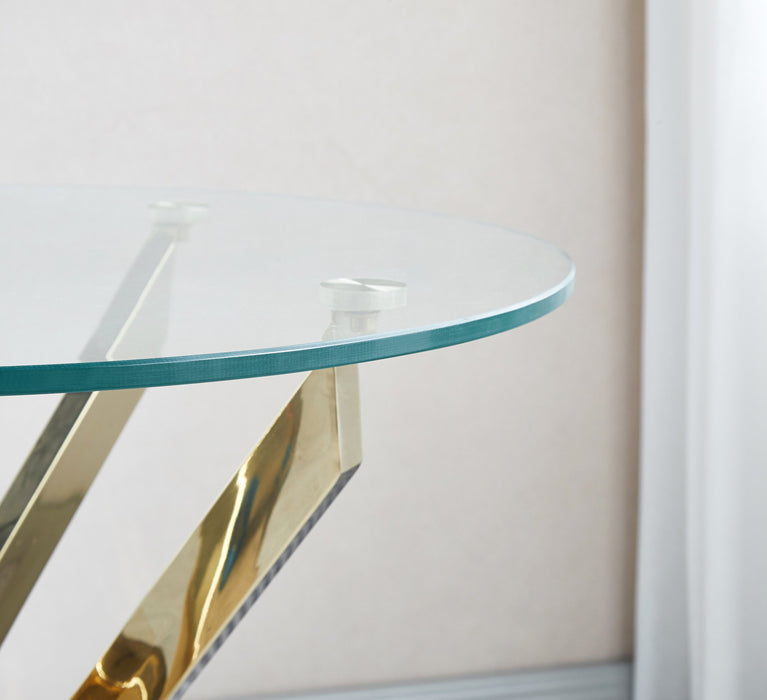 Modern Round Tempered Glass Coffee Table With Chrome Legs