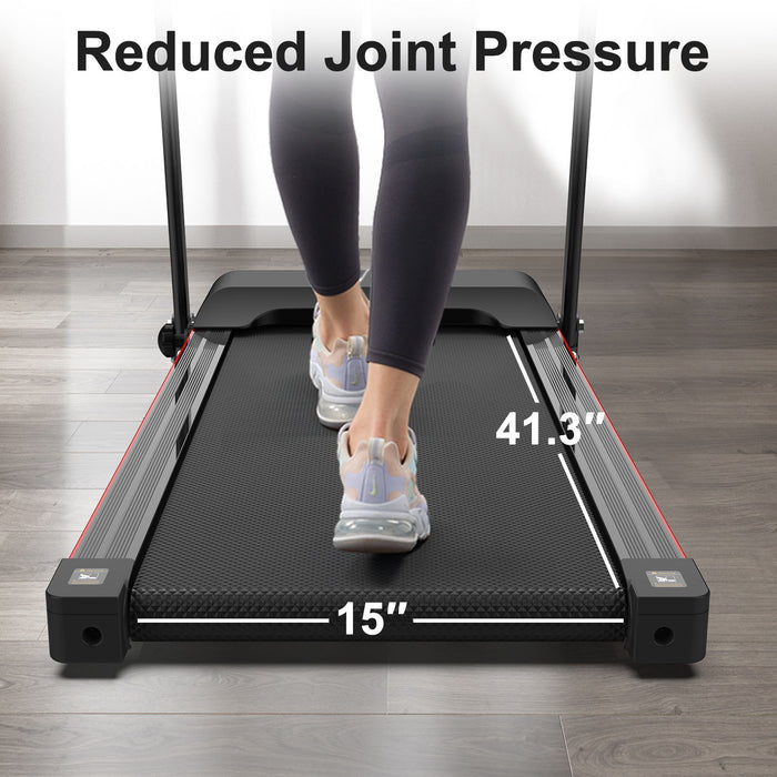 Folding Treadmill With Incline 2.5Hp 12Km / H, Electric Treadmill For Home Foldable, Bluetooth Music Cup Holder Heart Rate Sensor Walking Running Machine For Indoor Home Gym Exercise Fitness - Black