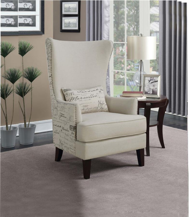 Pippin - Upholstered High Wingback Accent Chair - Cream